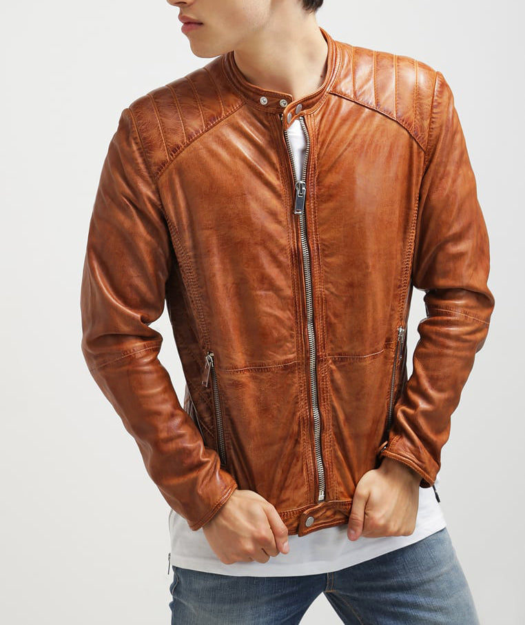 Biker Jacket - Men Real Lambskin Motorcycle Leather Biker Jacket KM279 - Koza Leathers