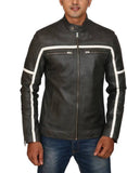 Men Real Lambskin Motorcycle Leather Biker Jacket KM427