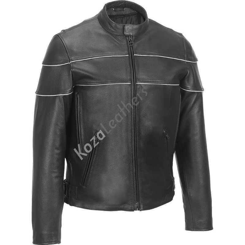 Biker Jacket - Men Real Lambskin Motorcycle Leather Biker Jacket KM179 - Koza Leathers