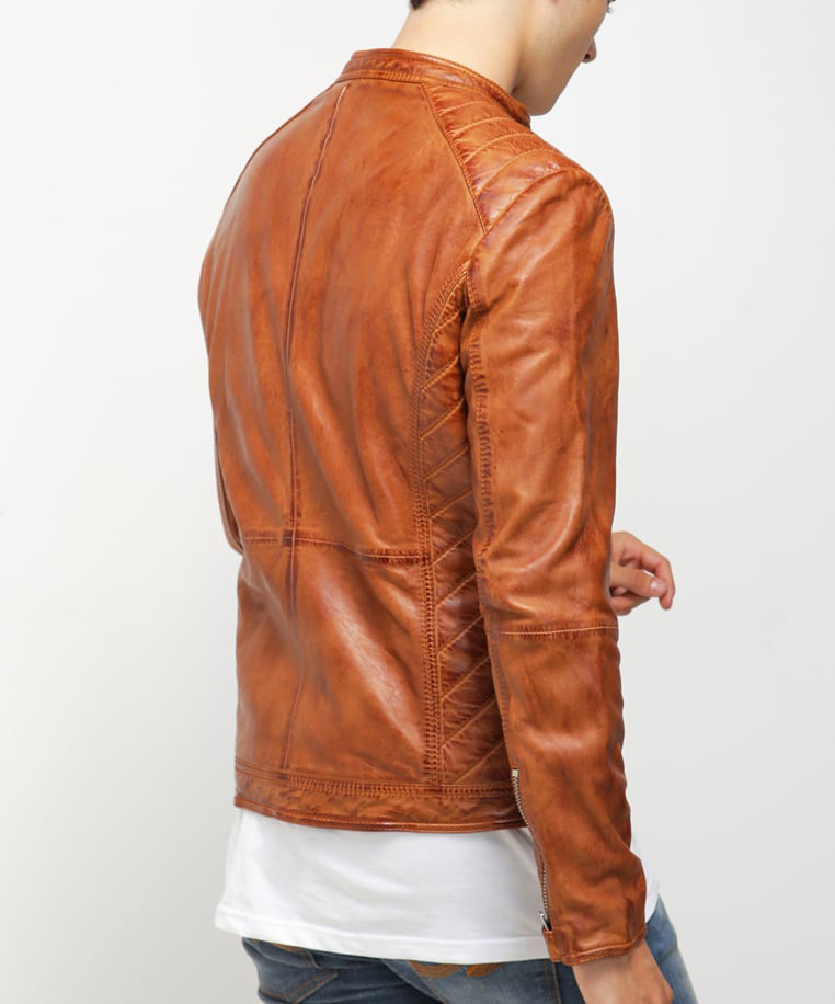 Biker Jacket - Men Real Lambskin Motorcycle Leather Biker Jacket KM279 - Koza Leathers