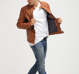Biker Jacket - Men Real Lambskin Motorcycle Leather Biker Jacket KM279 - Koza Leathers