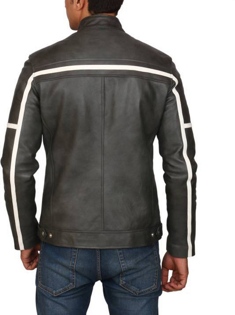 Biker Jacket - Men Real Lambskin Motorcycle Leather Biker Jacket KM427 - Koza Leathers