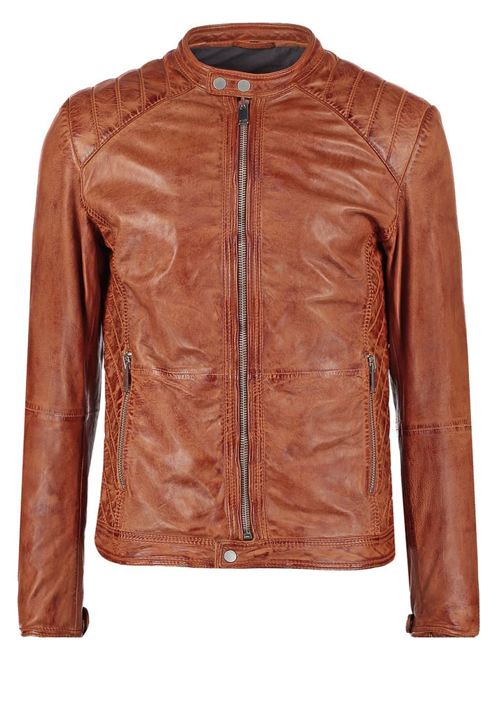 Biker Jacket - Men Real Lambskin Motorcycle Leather Biker Jacket KM279 - Koza Leathers