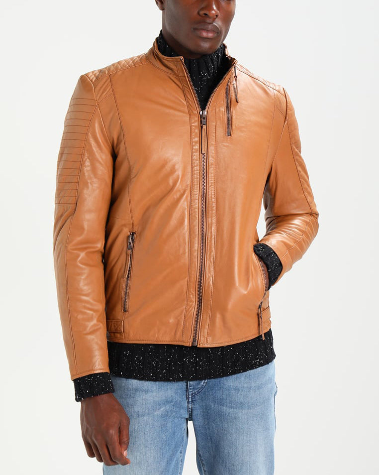 Biker Jacket - Men Real Lambskin Motorcycle Leather Biker Jacket KM280 - Koza Leathers