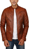 Biker Jacket - Men Real Lambskin Motorcycle Leather Biker Jacket KM428 - Koza Leathers