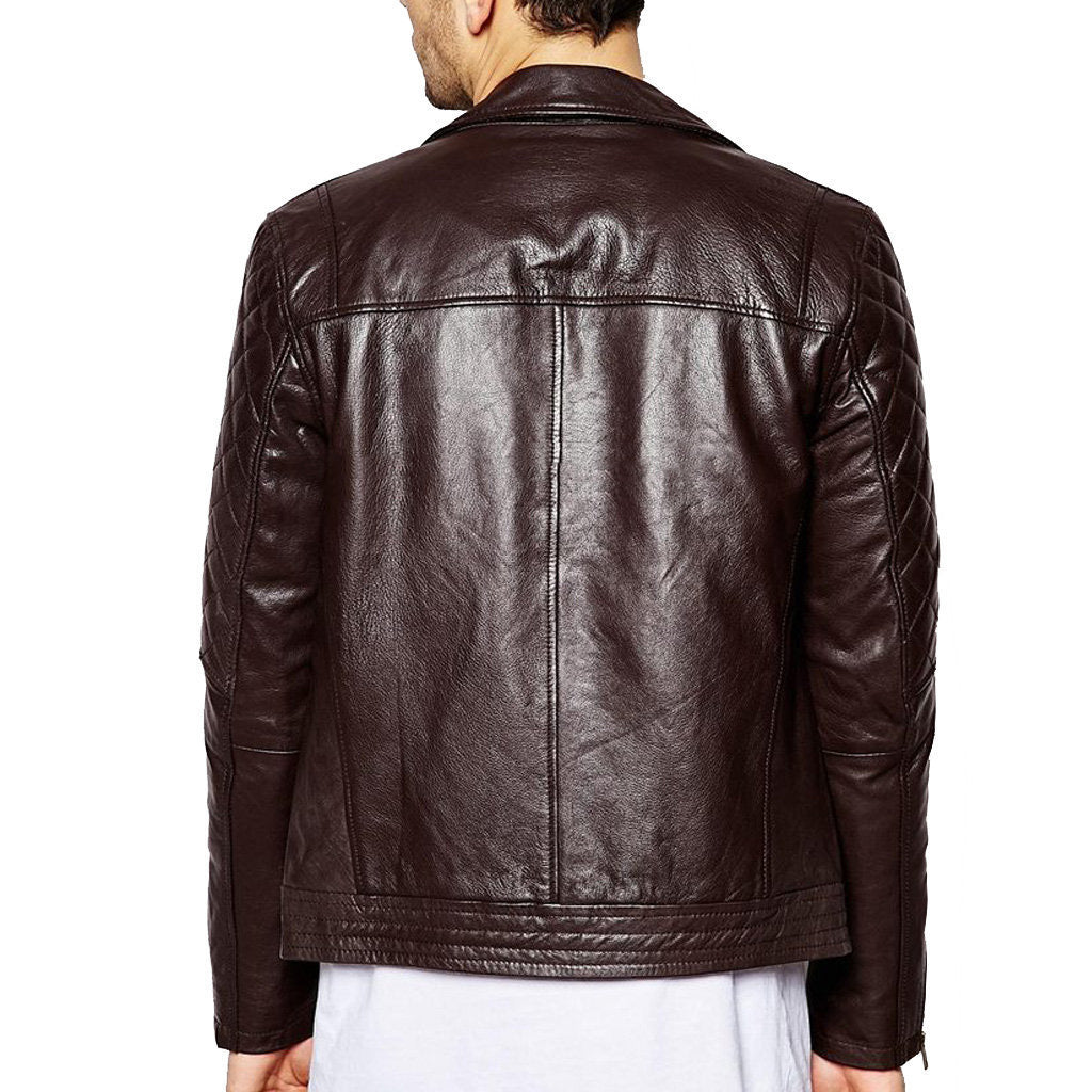 Biker Jacket - Men Real Lambskin Motorcycle Leather Biker Jacket KM348 - Koza Leathers