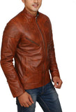 Biker Jacket - Men Real Lambskin Motorcycle Leather Biker Jacket KM428 - Koza Leathers