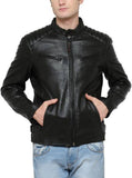 Men Real Lambskin Motorcycle Leather Biker Jacket KM429