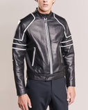 Men Real Lambskin Motorcycle Leather Biker Jacket KM281