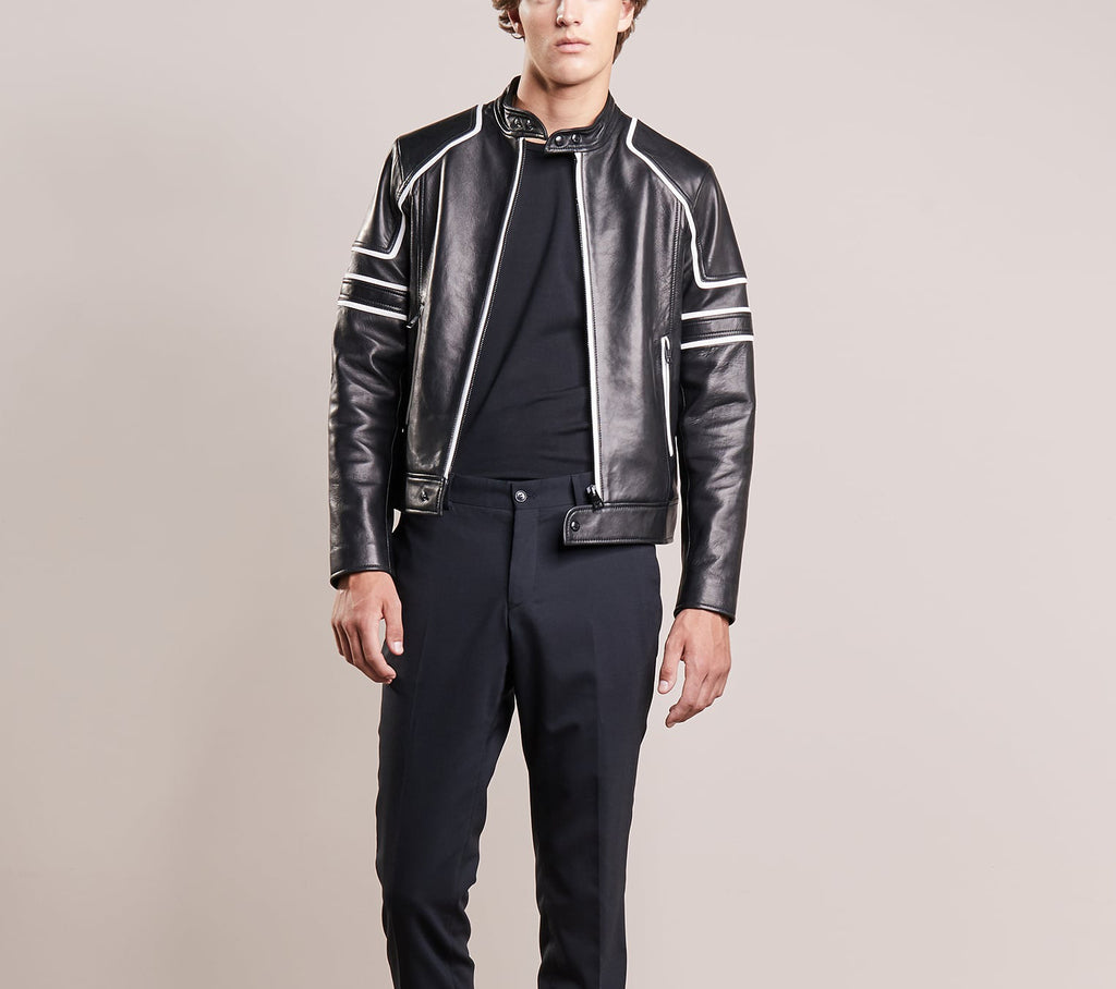 Biker Jacket - Men Real Lambskin Motorcycle Leather Biker Jacket KM281 - Koza Leathers