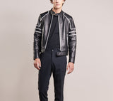 Biker Jacket - Men Real Lambskin Motorcycle Leather Biker Jacket KM281 - Koza Leathers