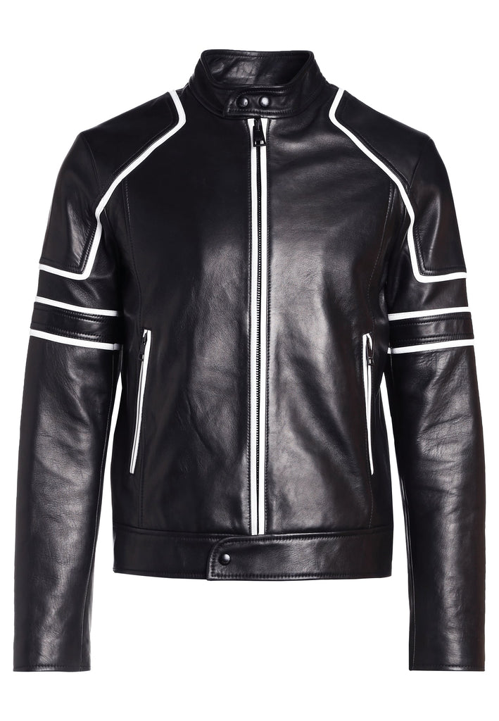 Biker Jacket - Men Real Lambskin Motorcycle Leather Biker Jacket KM281 - Koza Leathers