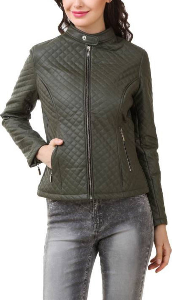 Biker / Motorcycle Jacket - Women Real Lambskin Leather Biker Jacket KW413 - Koza Leathers
