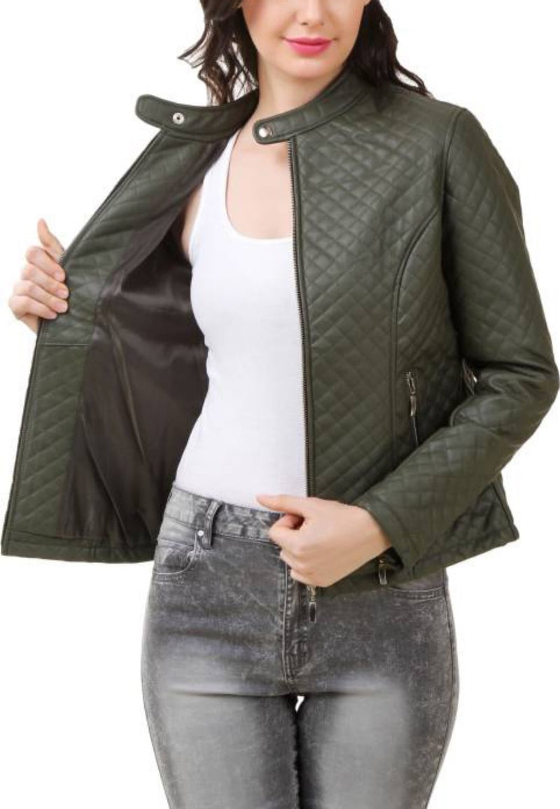Biker / Motorcycle Jacket - Women Real Lambskin Leather Biker Jacket KW413 - Koza Leathers