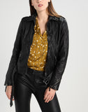 Women Real Lambskin Leather Biker Jacket KW238