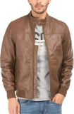 Men Real Lambskin Motorcycle Leather Biker Jacket KM431