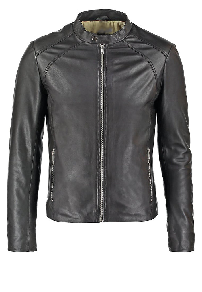 Biker Jacket - Men Real Lambskin Motorcycle Leather Biker Jacket KM283 - Koza Leathers