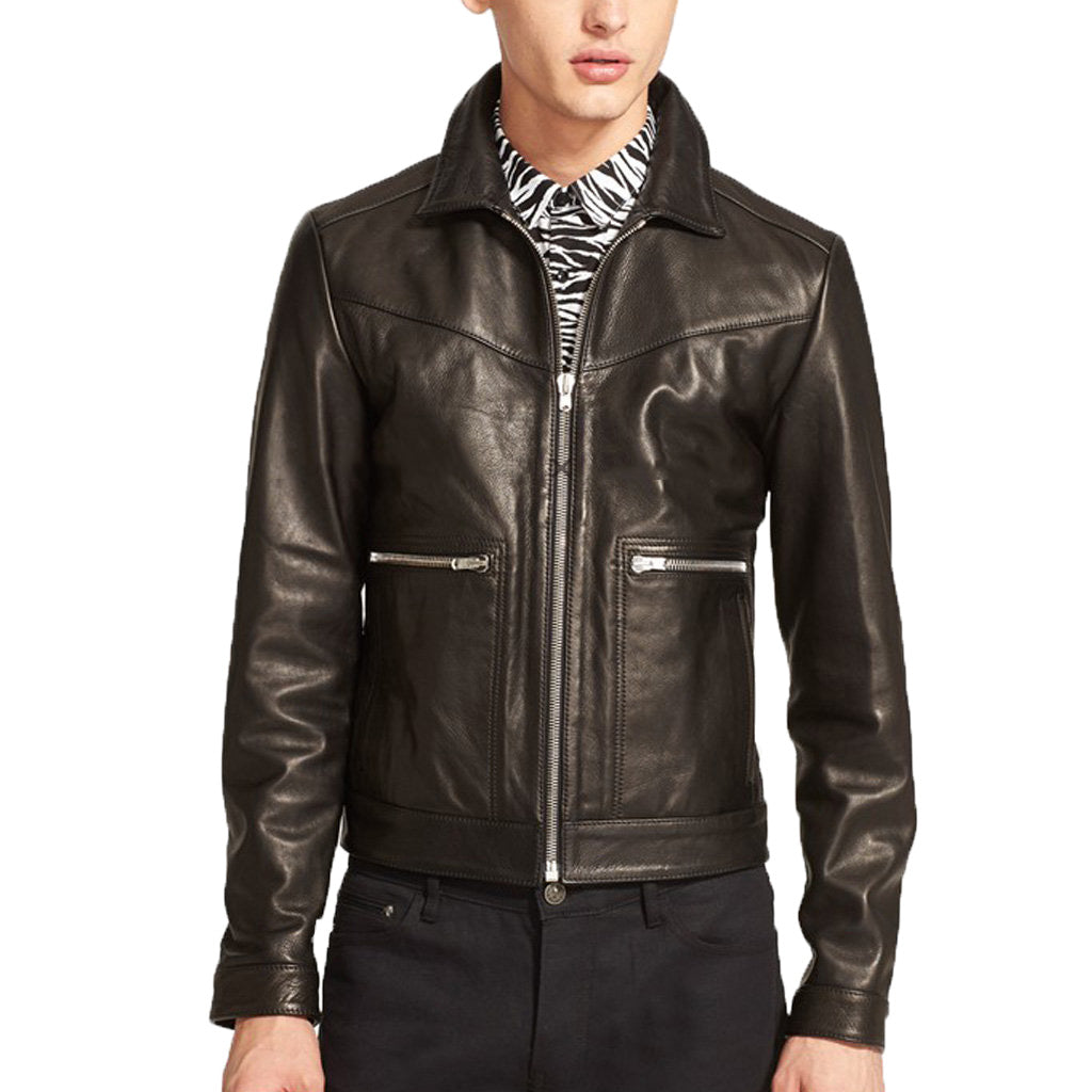 Biker Jacket - Men Real Lambskin Motorcycle Leather Biker Jacket KM353 - Koza Leathers