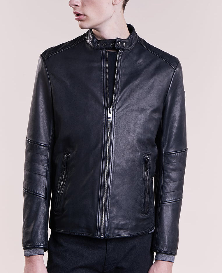 Biker Jacket - Men Real Lambskin Motorcycle Leather Biker Jacket KM284 - Koza Leathers