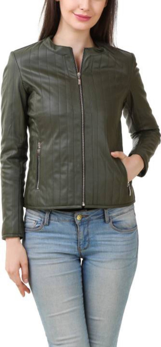 Biker / Motorcycle Jacket - Women Real Lambskin Leather Biker Jacket KW416 - Koza Leathers