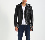 Biker Jacket - Men Real Lambskin Motorcycle Leather Biker Jacket KM285 - Koza Leathers