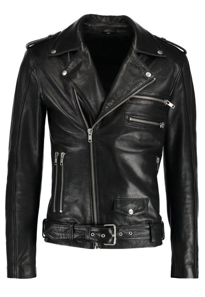 Biker Jacket - Men Real Lambskin Motorcycle Leather Biker Jacket KM285 - Koza Leathers