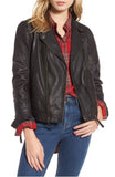 Women Real Lambskin Leather Biker Jacket KW334