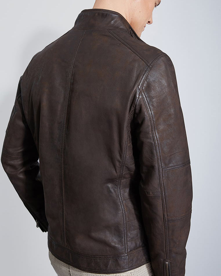 Biker Jacket - Men Real Lambskin Motorcycle Leather Biker Jacket KM286 - Koza Leathers