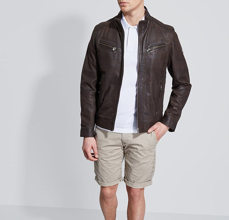 Biker Jacket - Men Real Lambskin Motorcycle Leather Biker Jacket KM286 - Koza Leathers