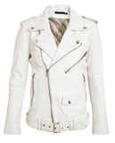 Women Real Lambskin Leather Biker Jacket KW057