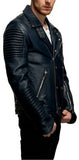 Biker Jacket - Men Real Lambskin Motorcycle Leather Biker Jacket KM435 - Koza Leathers