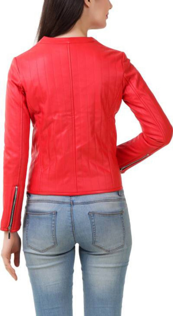 Biker / Motorcycle Jacket - Women Real Lambskin Leather Biker Jacket KW418 - Koza Leathers
