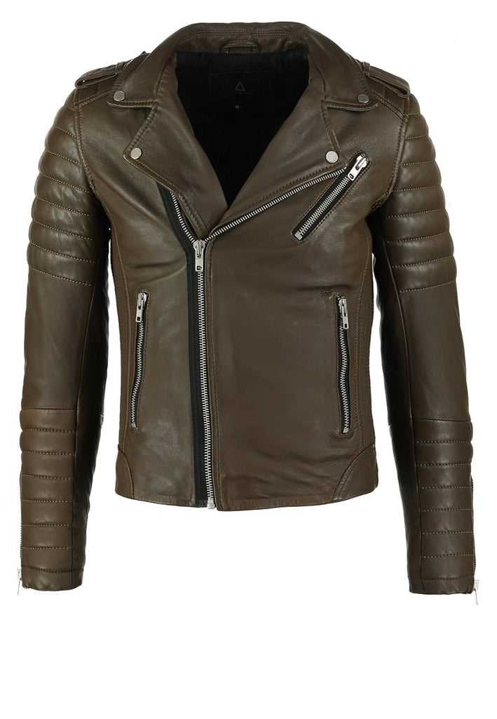 Biker Jacket - Men Real Lambskin Motorcycle Leather Biker Jacket KM287 - Koza Leathers