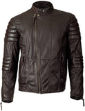 Men Real Lambskin Motorcycle Leather Biker Jacket KM382