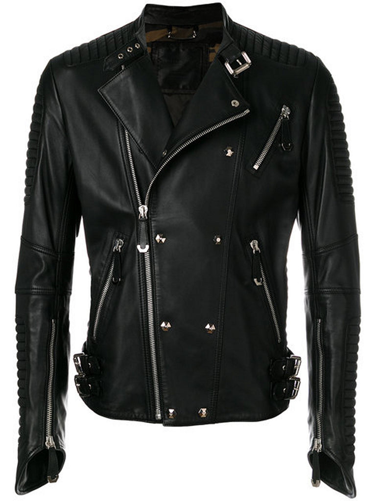 Biker Jacket - Men Real Lambskin Motorcycle Leather Biker Jacket KM361 - Koza Leathers