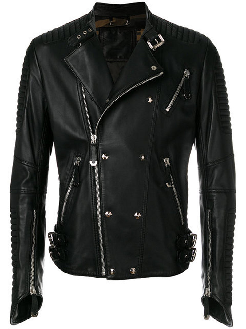 Biker Jacket - Men Real Lambskin Motorcycle Leather Biker Jacket KM361 - Koza Leathers