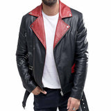 Biker Jacket - Men Real Lambskin Motorcycle Leather Biker Jacket KM312 - Koza Leathers