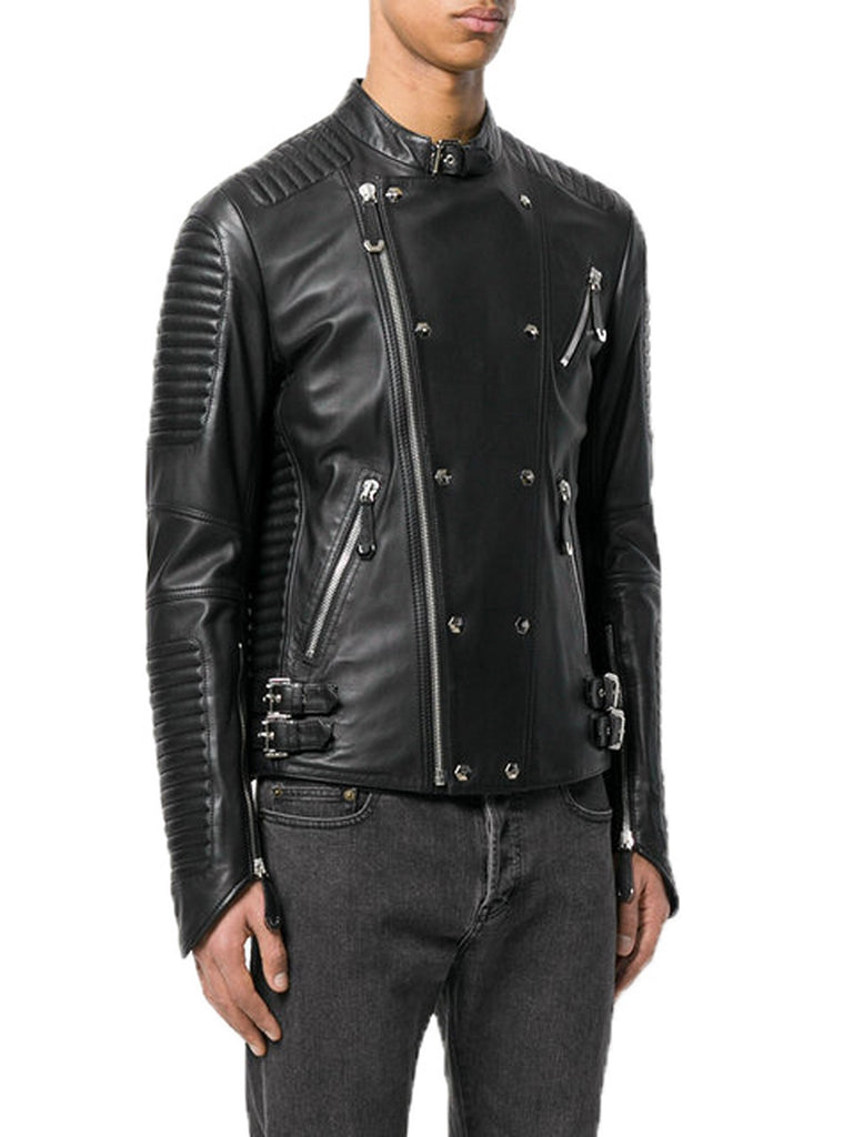 Biker Jacket - Men Real Lambskin Motorcycle Leather Biker Jacket KM361 - Koza Leathers