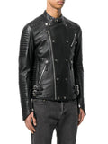 Biker Jacket - Men Real Lambskin Motorcycle Leather Biker Jacket KM361 - Koza Leathers