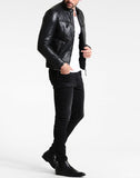 Biker Jacket - Men Real Lambskin Motorcycle Leather Biker Jacket KM233 - Koza Leathers