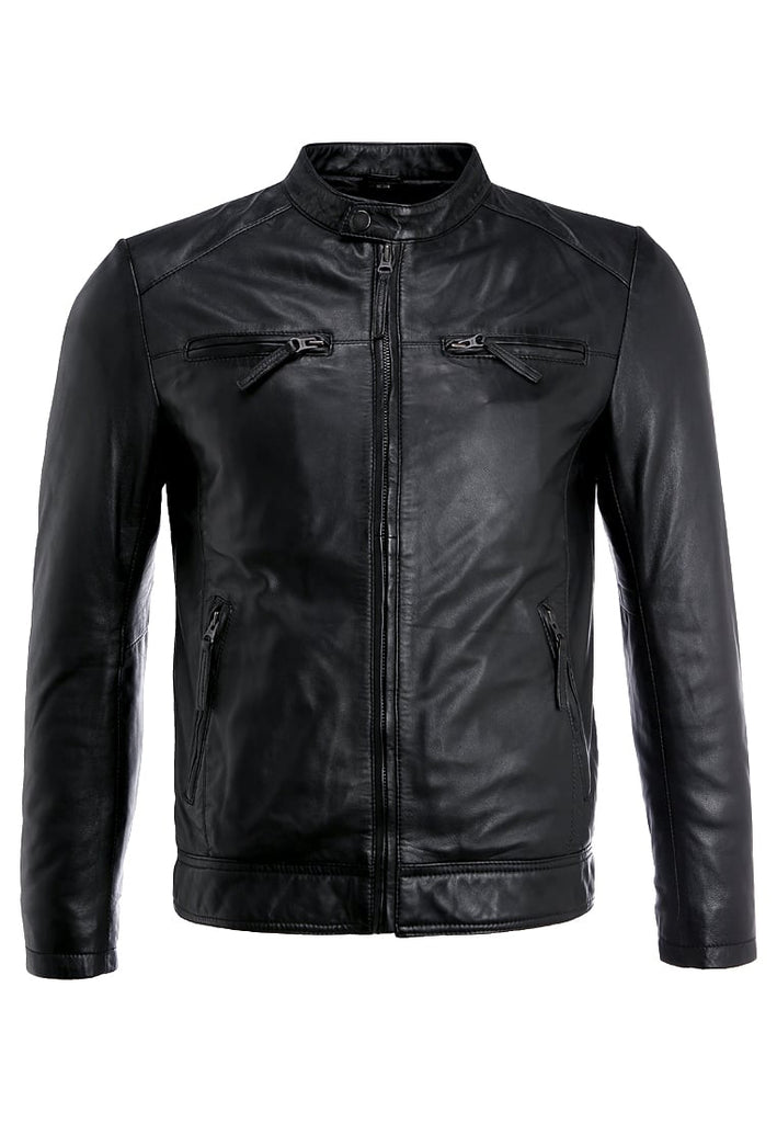 Biker Jacket - Men Real Lambskin Motorcycle Leather Biker Jacket KM233 - Koza Leathers