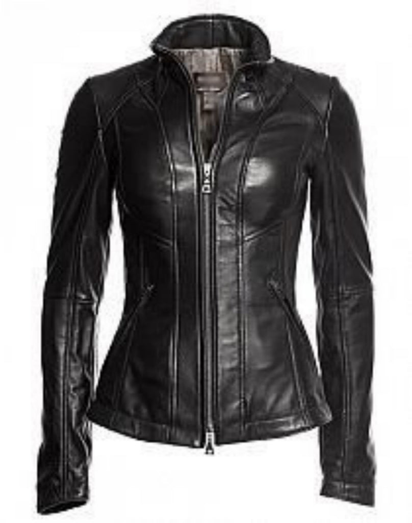 Biker / Motorcycle Jacket - Women Real Lambskin Leather Biker Jacket KW488 - Koza Leathers