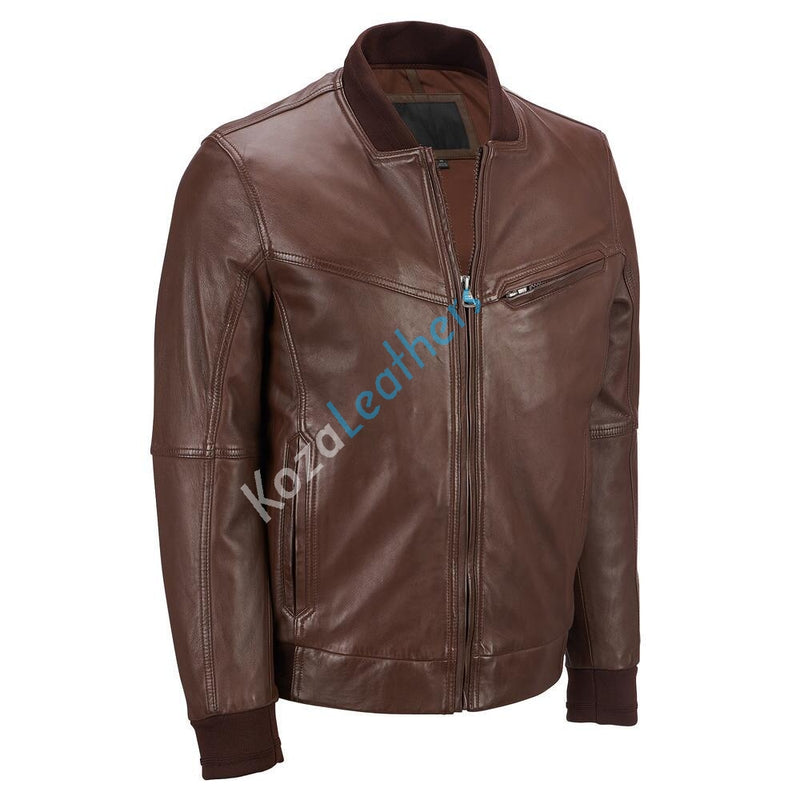 Biker Jacket - Men Real Lambskin Motorcycle Leather Biker Jacket KM184 - Koza Leathers