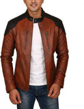 Biker Jacket - Men Real Lambskin Motorcycle Leather Biker Jacket KM437 - Koza Leathers