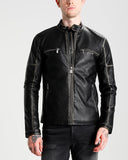 Men Real Lambskin Motorcycle Leather Biker Jacket KM290