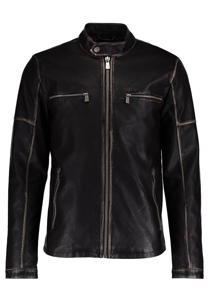Biker Jacket - Men Real Lambskin Motorcycle Leather Biker Jacket KM290 - Koza Leathers