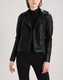 Women Real Lambskin Leather Biker Jacket KW245