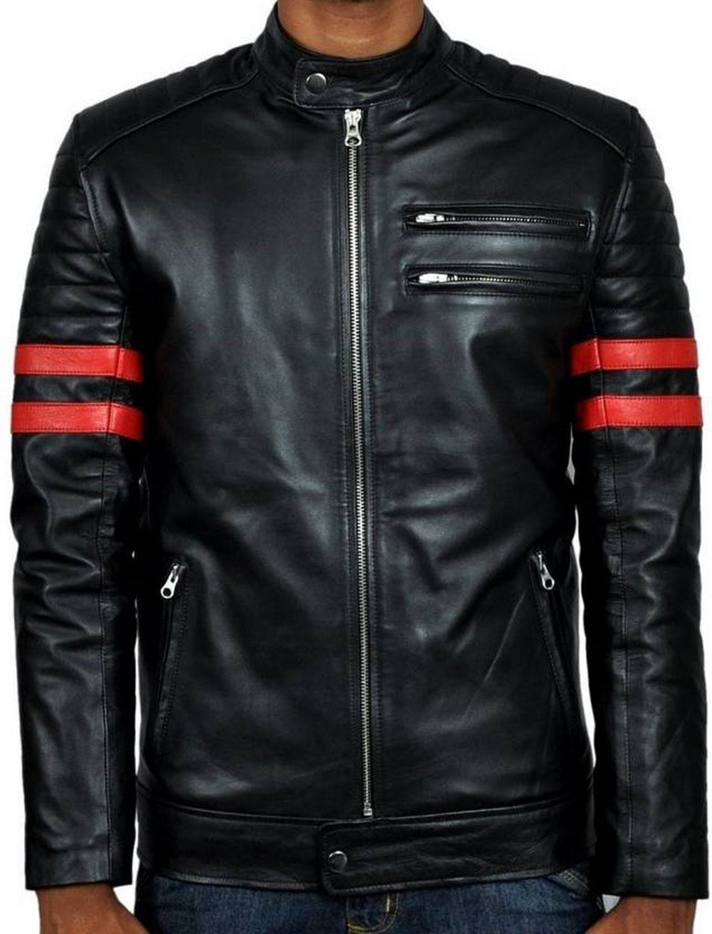 Biker Jacket - Men Real Lambskin Motorcycle Leather Biker Jacket KM439 - Koza Leathers