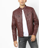 Men Real Lambskin Motorcycle Leather Biker Jacket KM660