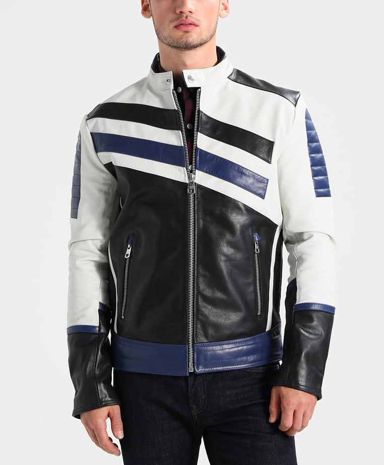 Biker Jacket - Men Real Lambskin Motorcycle Leather Biker Jacket KM291 - Koza Leathers